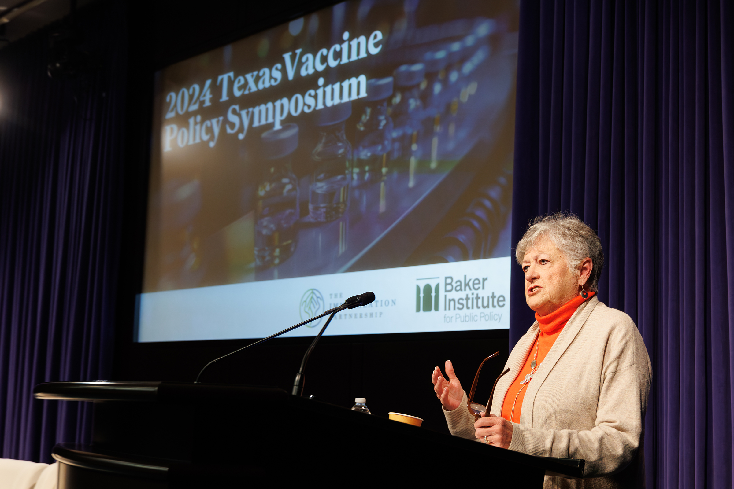 Texas Immunization Partnership Executive Director Terri Burke speaks at 2024 Texas Vaccine Policy Symposium at Baker Hall