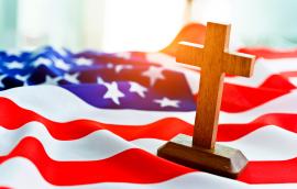  American flag and religious cross 