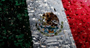 Technology background with national flag of Mexico