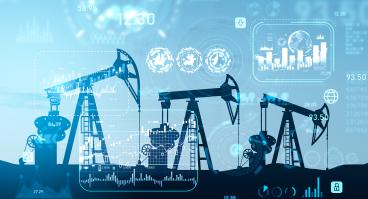  Petroleum extraction and stock market hud with chart, statistics and data.