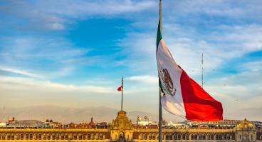 Mexican flag in front of National Palace