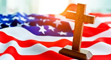  American flag and religious cross 