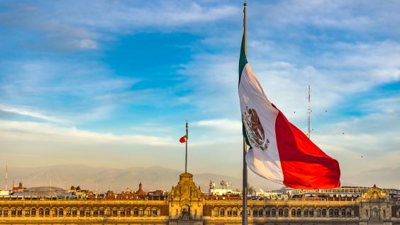 Mexican flag in front of National Palace