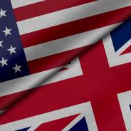 Flags from United States of America and United Kingdom